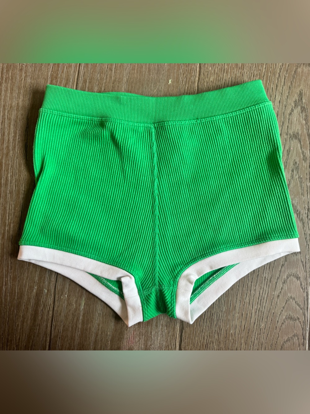 OFFLINE by Aerie Green Ribbed High Rise Shorts Small